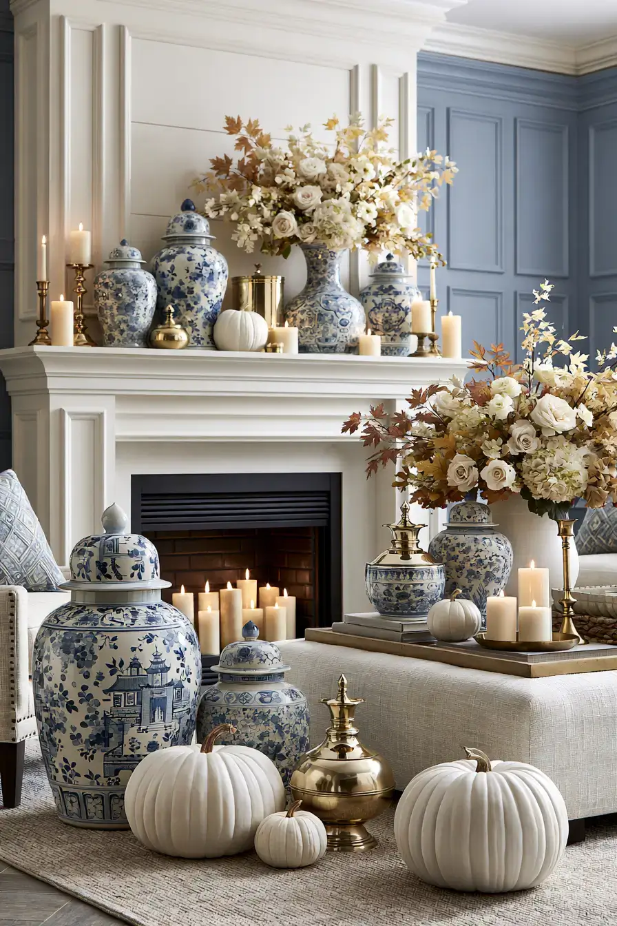 blue and white fall decor 5 Chinoiserie Fall Moments
