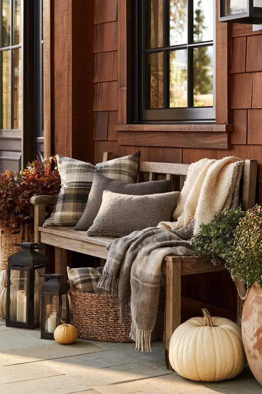 fall outdoor decor 5 Rustic Welcome Bench