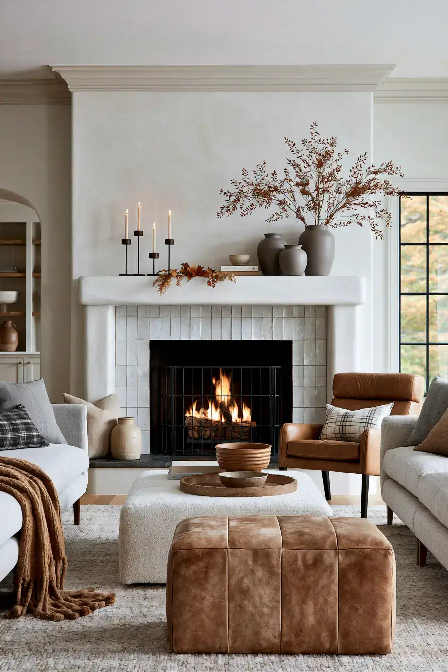minimalist fall decor 5 Warm Minimal Mantel Display