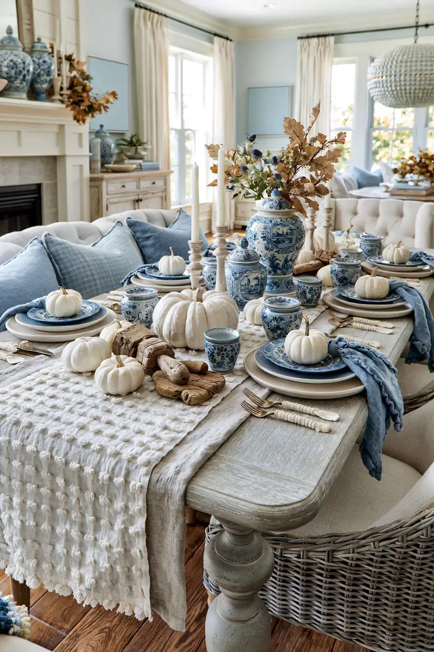 blue and white fall decor 6 Delft Inspired Seasonal Decor