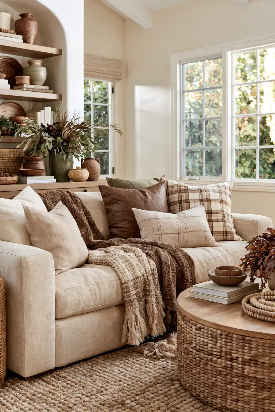 minimalist fall decor 6 Earthy Autumn Living Room