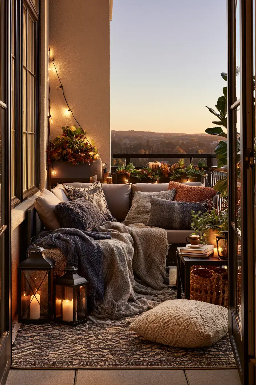 fall apartment decor 6 Warm Balcony Retreat