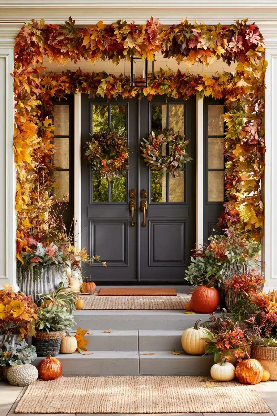 fall porch decor 7 Golden Leaf Entry