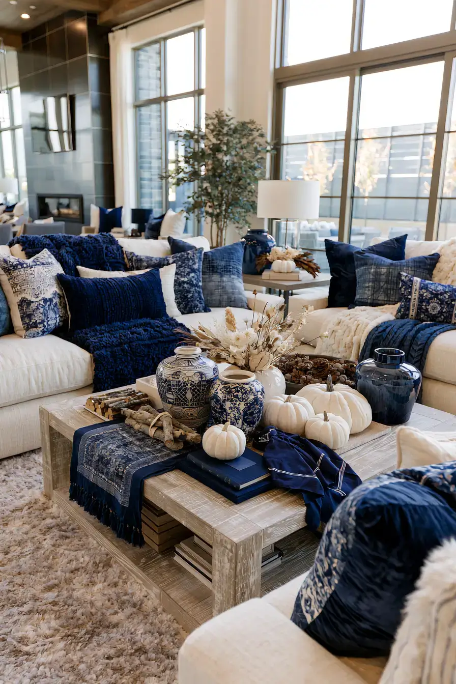 blue and white fall decor 7 Indigo Harvest Accents
