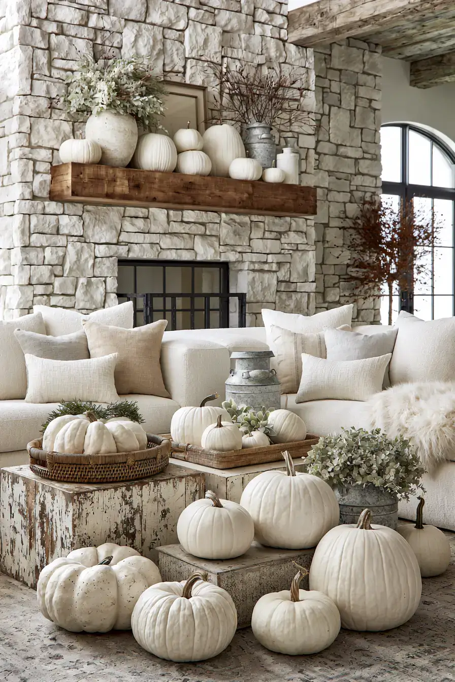 farmhouse fall decor 7 White Pumpkin Charm