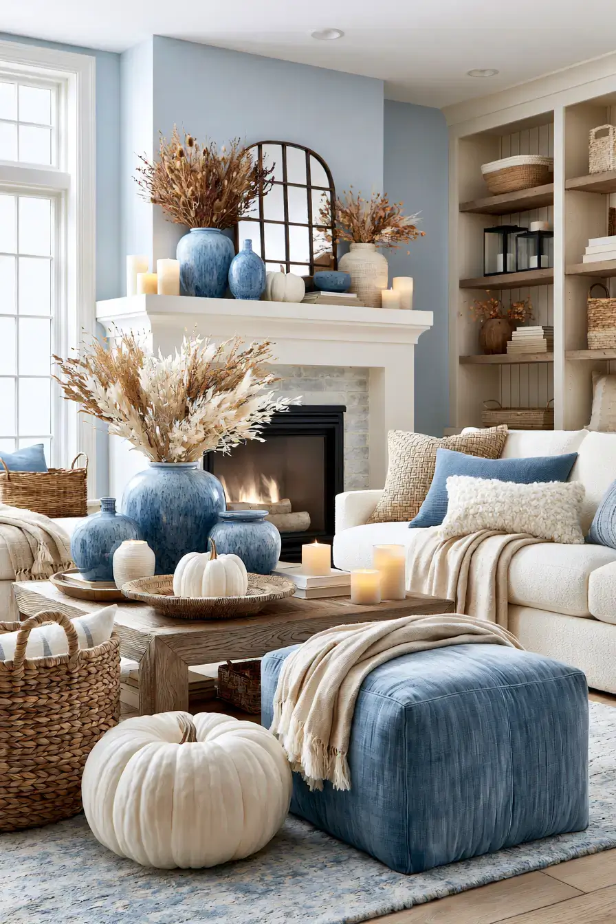 blue and white fall decor 8 Classic Blue Autumn