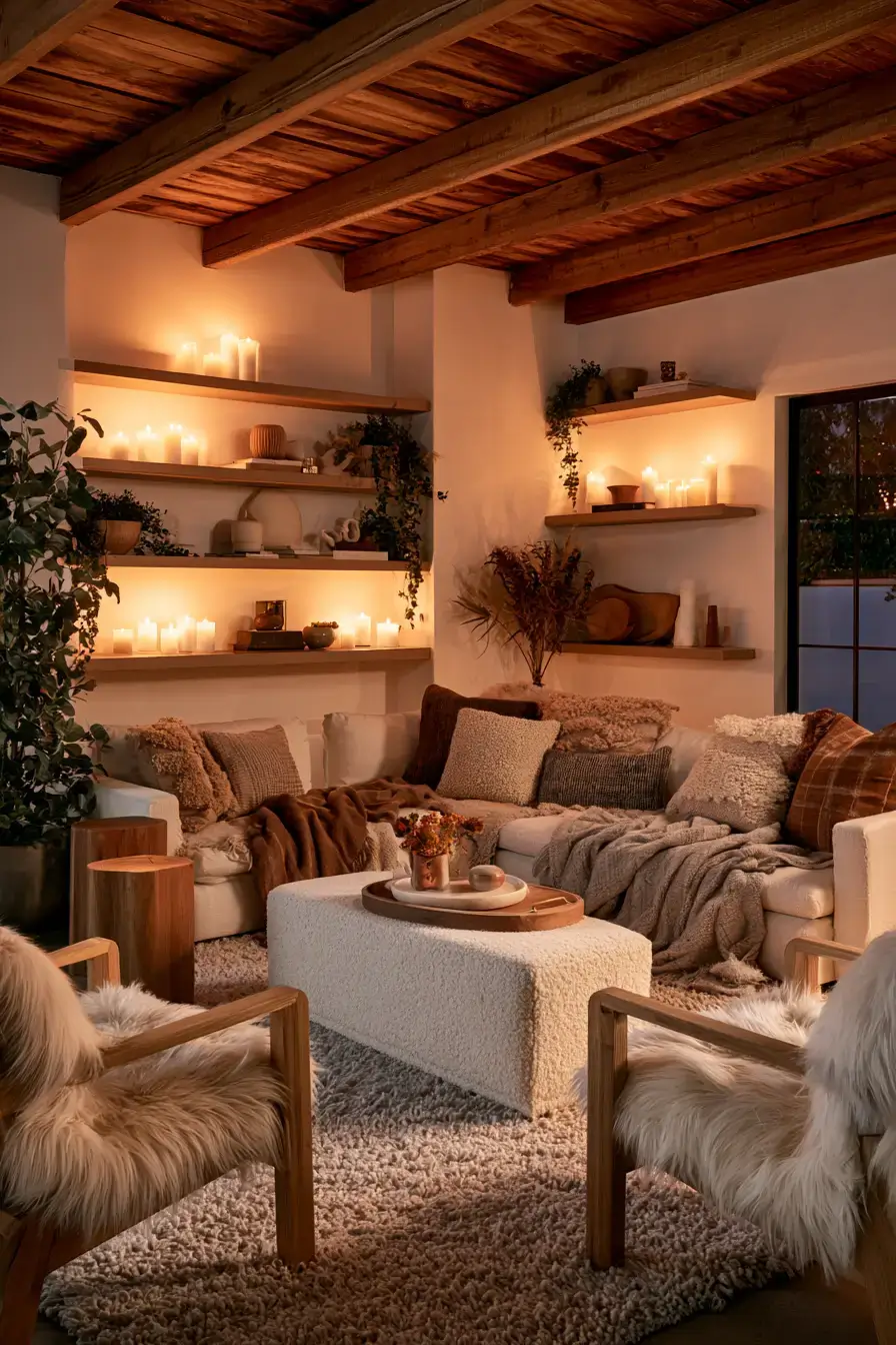 fall living room decor 8 Cozy Candlelit Corner