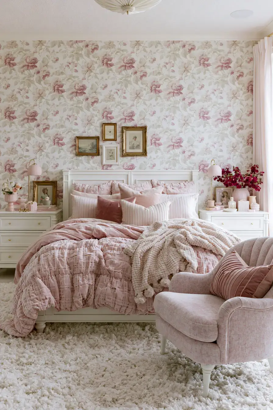 Coquette Room Decor 8 Floral Wallpaper Bedroom Look