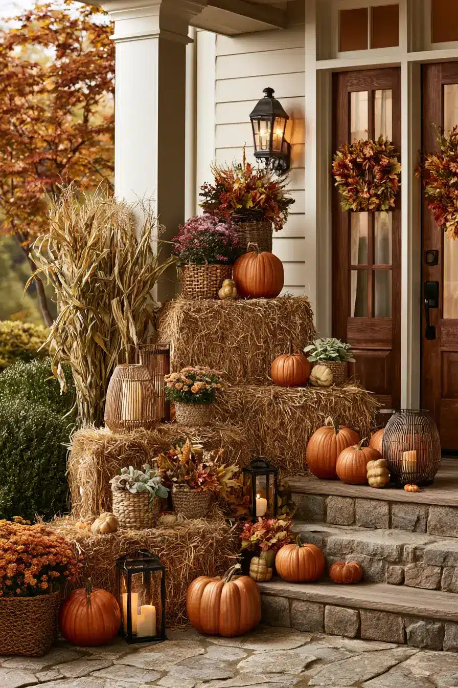 fall outdoor decor 8 Hay Bale Styling