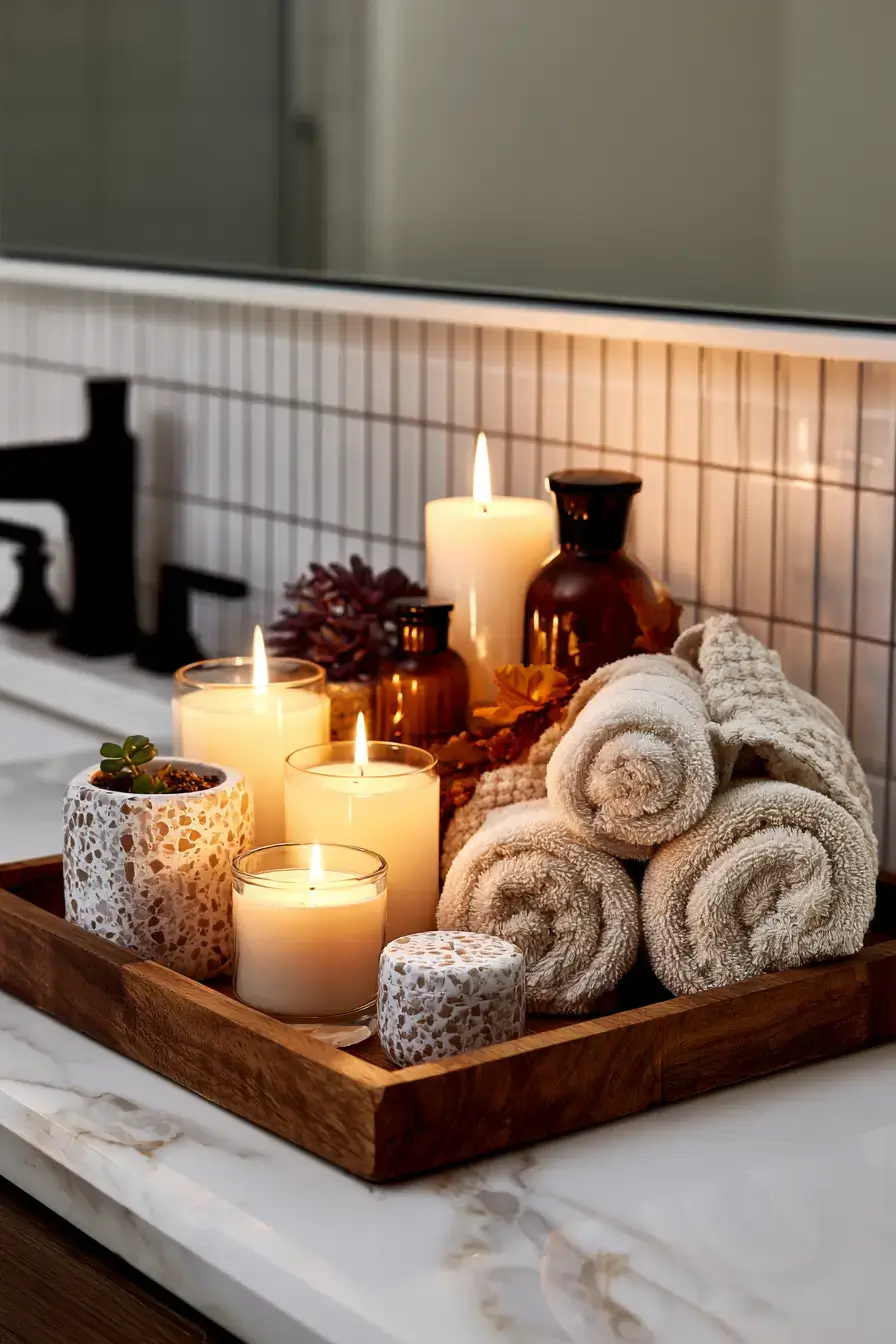 fall bathroom decor 8 Warm Candle Nook