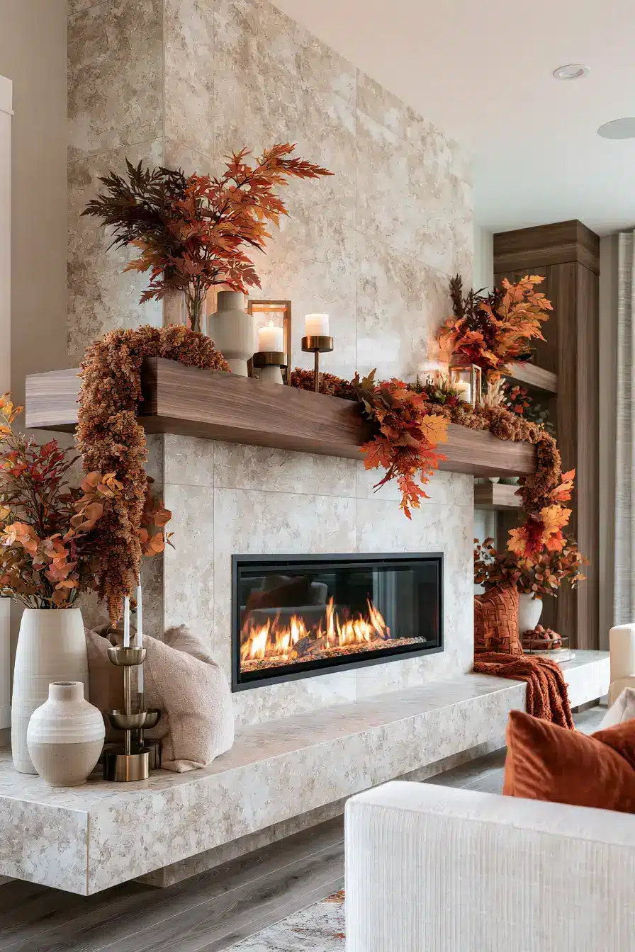 autumn fireplace decor 9 Burnt Orange Elegance