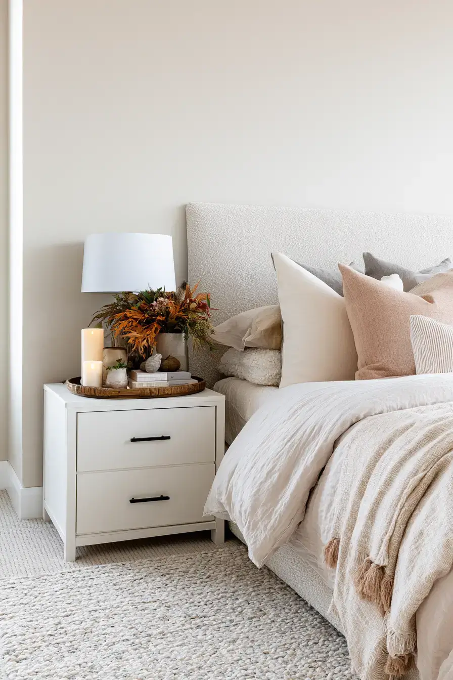 fall bedroom decor 9 Candlelit Nightstand Style