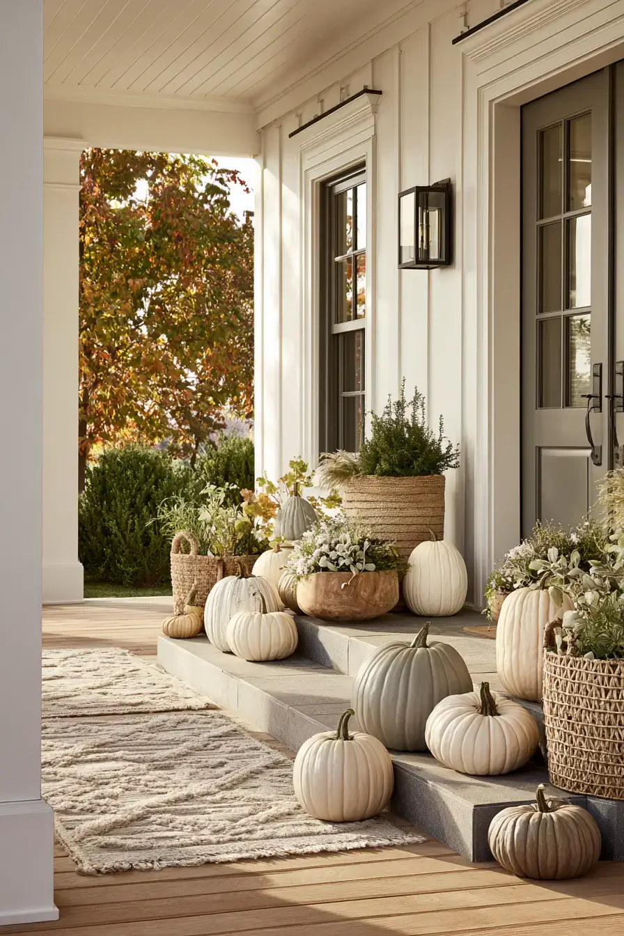 fall porch decor 9 Neutral Pumpkin Layers