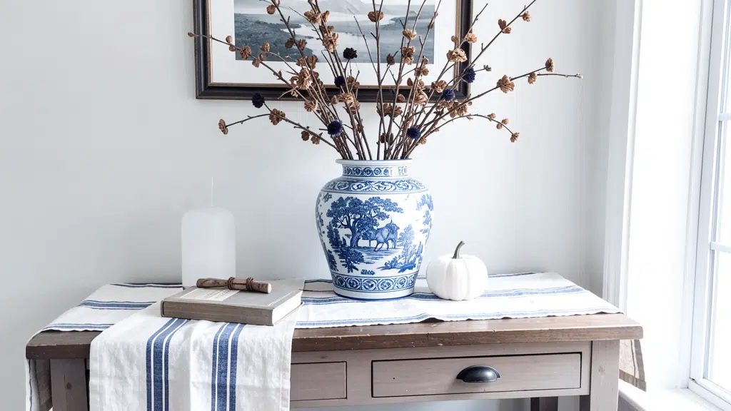 27 Blue and White Fall Decor Ideas That Make the Season Feel Fresh blue and white fall decor